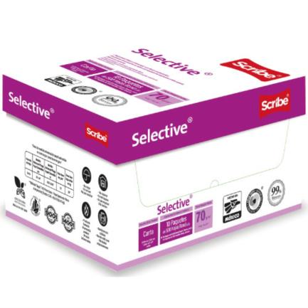 Papel cortado scribe selective carta 99% blancura 70gr caja c/5000 hojas
