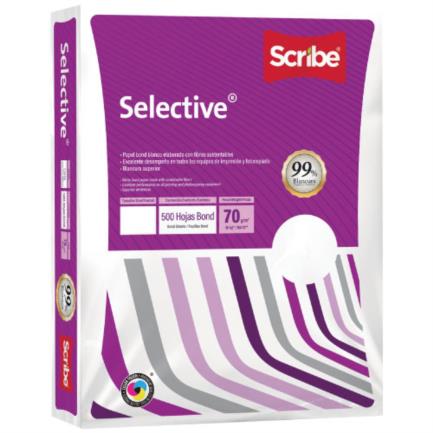 Papel cortado scribe selective oficio 99% blancura 70gr caja c/5000 hojas