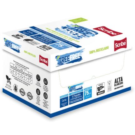 SCCPAPAE019 - Papel Cortado Scribe Tree Free Carta 100% Reciclado 93% Blancura 75gr Caja C/5000 Hojas