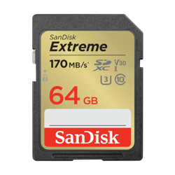 Memoria SD SanDisk Extreme 64GB SDXC UHS-I Clase 10 Lect 170/70 MBs V30 4K SDSDXV2-064G-GNCIN - Vista 3