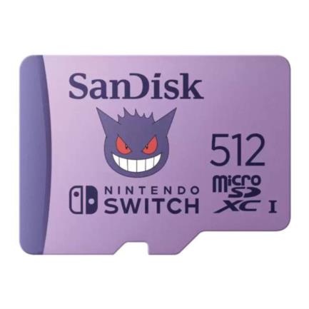 SDCMEMAB074 - Memoria SanDisk Pokemon Gengar MicroSDXC UHS-I U3 de 512GB para Nintendo Switch Color Morado