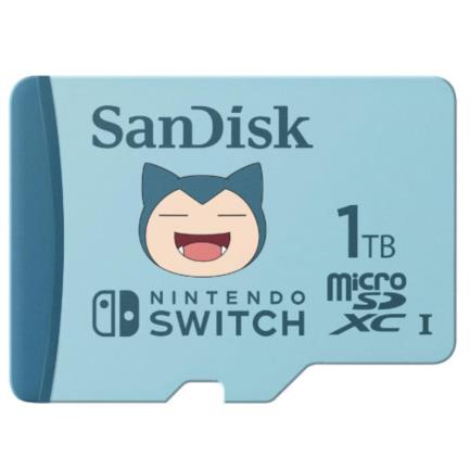 Memoria sandisk pokemon snorlax microsdxc uhs-i de 1tb para nintendo switch color azul