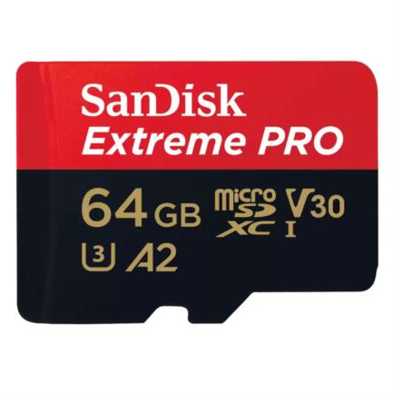 MEMORIA SANDISK MICRO SDXC 64GB EXTREME PRO 200MB/S 4K CLASE 10 A2 V30 C/ADAPTADOR SDSQXCU-064G-GN6MA