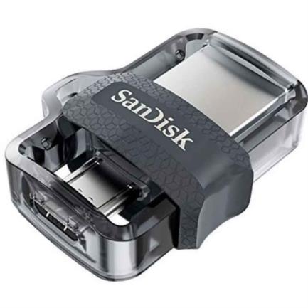 Memoria usb sandisk flash ultra dual drive m3.0 128gb usb 3.0 usb type-a micro-usb color gris sddd3-128g-g46