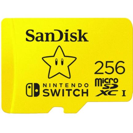 SDCMEMAB026 - Memoria Micro SD SanDisk Nintendo Switch 256GB Micro SDXC Clase 3 Brand Mario Star Color Amarillo SDSQXAO-256G-GNCZN