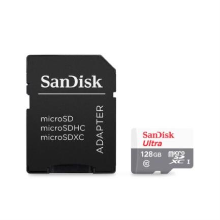 SDCMEMAB054 - Memoria Micro SD SanDisk Ultra 128GB Micro SDXC UHS-I Clase 10 C/Adaptador Color Gris Blanco SDSQUNR-128G-GN3MA