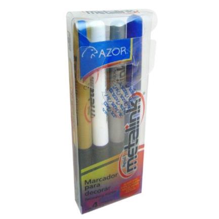 Marcador permanente signal metalink punta fina colores surtidos c/4 pzas