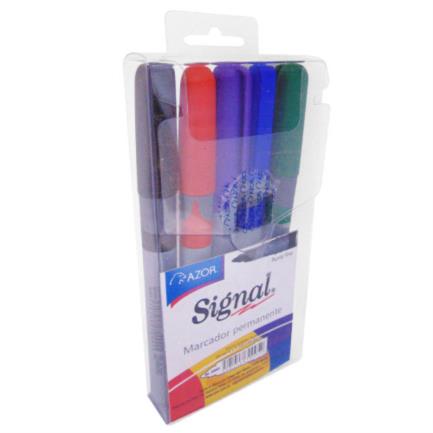 Marcador permanente signal fino punta 1.5mm colores surtidos estuche c/5 pzas