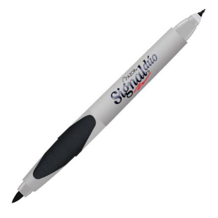 Marcador permanente signal d&uacute;o punta fina/ultrafina color negro c/12 pzas