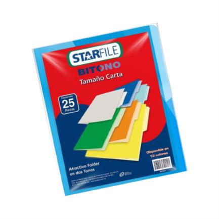 Folder StarFile Bitono Carta Color Azul C/25 Pzas