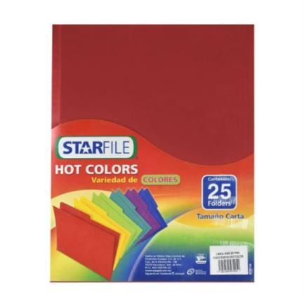 Folder starfile hot colors tama&ntilde;o carta color vino 25 pzas