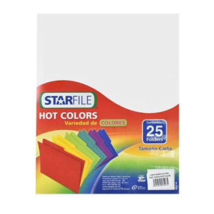 Folder starfile hot colors tama&ntilde;o carta color blanco 25 pzas