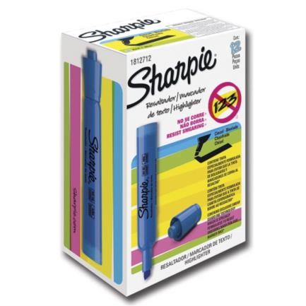 Resaltador sharpie color azul c/12 pzas