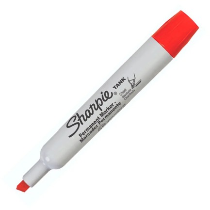 Marcador permanente sharpie tank barril plastico rojo c/12