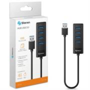 Hub Steren USB 3.0 de 4 Puertos Cable 12.5cm Color Negro - Vista 5