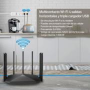 Barra Steren Multicontacto Wi-Fi de 4 Salidas Horizontales y Triple Cargador USB Color Blanco - Vista 11