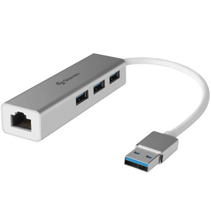 Adaptador Steren USB 3.0 a Gigabit RJ45 con Hu - Vista 3
