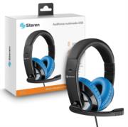 Audífonos Steren Ultraconfort Multimedia USB con Micrófono Color Negro con Azul - Vista 5