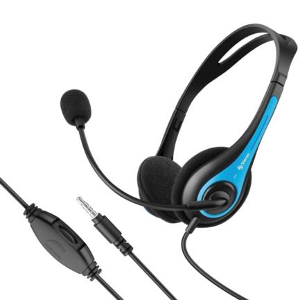 SQCAUDAB012 - Audífonos Steren Alámbricos Multimedia 2.4m con Micrófono Multiposición Color Negro con Azul