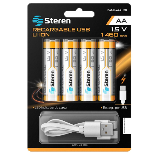 4 baterias recargables steren usb li-ion aa 1460