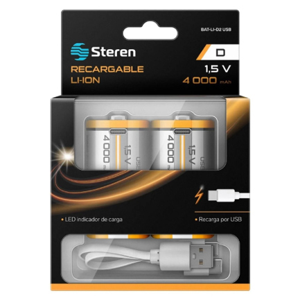 Bateria recargable steren tipo li-ion tipo d 4000mah