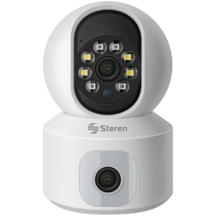 Cámara de seguridad steren doble lente 2mp/vga 92° wifi con detección de movimiento