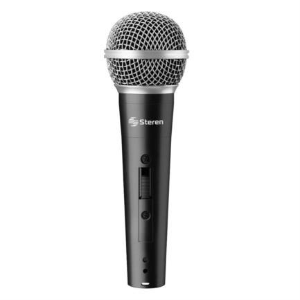 Micrófono steren alámbrico profesional unidireccional rejilla metálica color negro