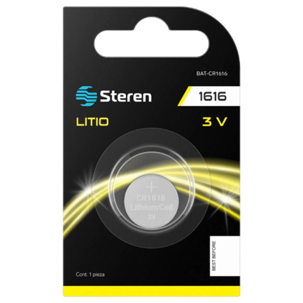 Pila de Litio Steren Tipo Botón CR1632 3Vcc 55mAh Uso en Relojes