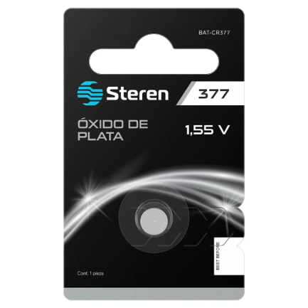 Pila de Óxido de Plata Steren Tipo Botón SR66 1.55Vcc 25mAh Uso Múltiple 