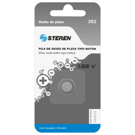 Pila de Óxido de Plata Steren Tipo Botón 392 1.55Vcc 25.2mAh Uso Múltiple