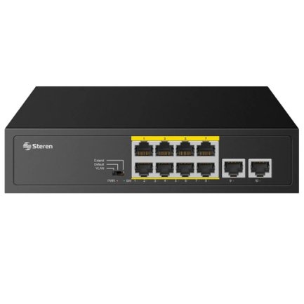 Switch ethernet steren de 8 puertos poe + 2 upl