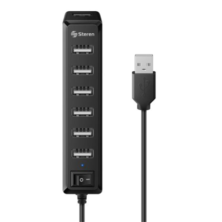 Hub steren usb 7 puertos con eliminador de 2a color negro
