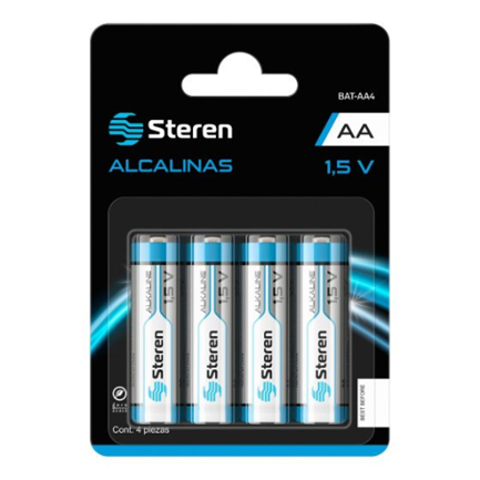 Pilas steren alcalinas tipo aa 1.5v c/4 pzas