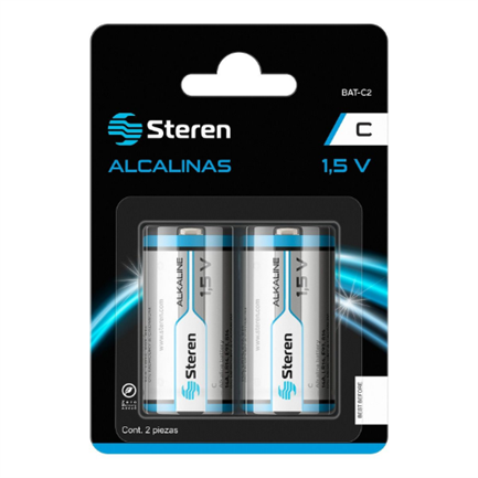 Pilas steren alcalinas tipo c 1.5v c/2 pzas