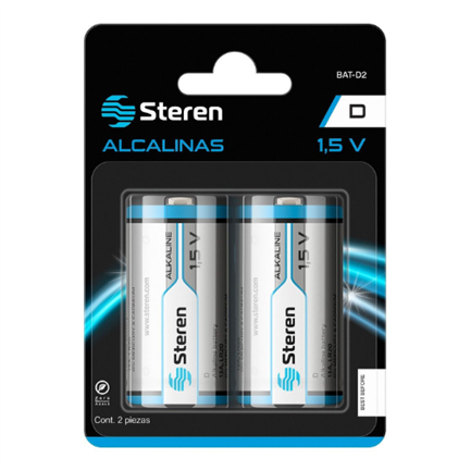 Pilas steren alcalinas tipo d 1.5v c/2 pzas