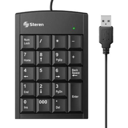 Teclado numérico steren usb extra plano 19 teclas color negro
