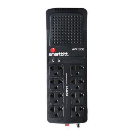 Regulador smartbitt r-bitt 1350 1350va/675 watts 8 contactos protección de línea telefónica rj-11