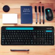 Kit Teclado y Mouse TechZone Inalámbrico 105 Teclas+Espacio Tablet/Smartphone 1600dpi 3 Botones Win/Mac Color Negro-Azul - Vista 7
