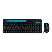 Kit Teclado y Mouse TechZone Inalámbrico 105 Teclas+Espacio Tablet/Smartphone 1600dpi 3 Botones Win/Mac Color Negro-Azul - Vista 2