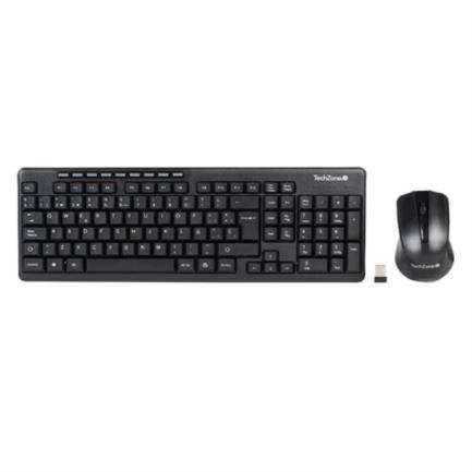 Kit teclado y mouse techzone inal&aacute;mbrico 10m usb 1000 dpi color negro