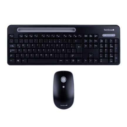 Mouse y teclado inalambricos tasking grey 800 1200 1600 dpi 4 botones con ranura para smartphone