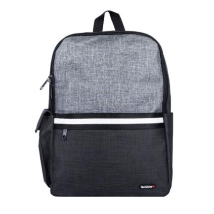 TECMOCAB033 - Mochila TechZone de 15.6" para Laptop Múltiples Compartimientos Color Negro con Gris