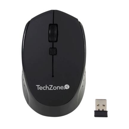 Mouse Óptico techzone inalámbrico 800 a 1600dpi ajustable 3 botones ambidiestro win/mac color negro