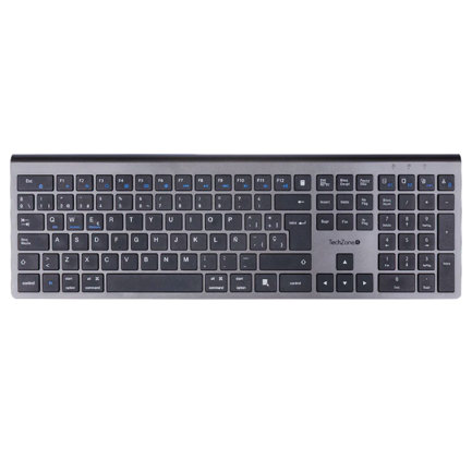 Teclado TechZone Hefestos Recargable Multipunto Bluetooth 10m de Alcance Color Plata