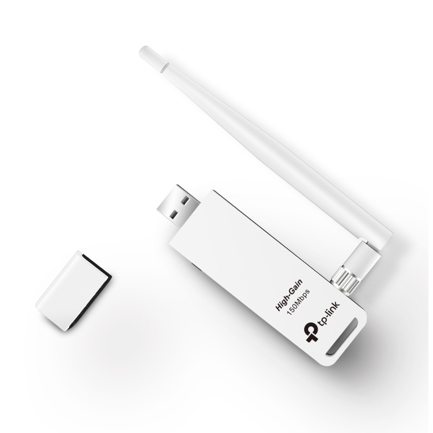 Adaptador Wi-Fi USB TP-Link TL-WN722N N150 150Mbps 2.4GHz Antena Desmontable 4dBi