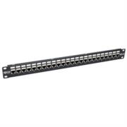 Panel de conexiones tripp lite alimentación cat6a ethernet rj45 blindado stp 24 puertos para instalación en 1u rack