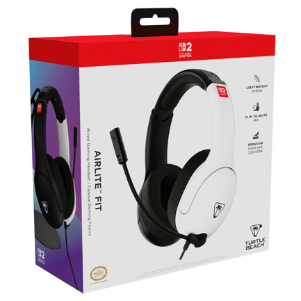 Auriculares de juego con cable turtle beach airlite fit  white black para nintendo switch 2