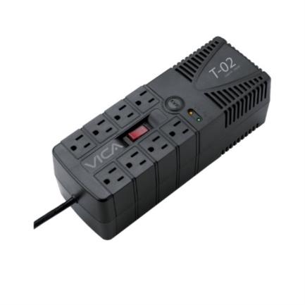 Regulador vica electr&oacute;nico t-02 voltaje 1200va/700w 8 contactos indicadores led