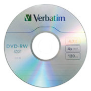 DVD-RW VERBATIM 4.7GB 4X 120 minutos W/Tray Spindle C/30 - Vista 6