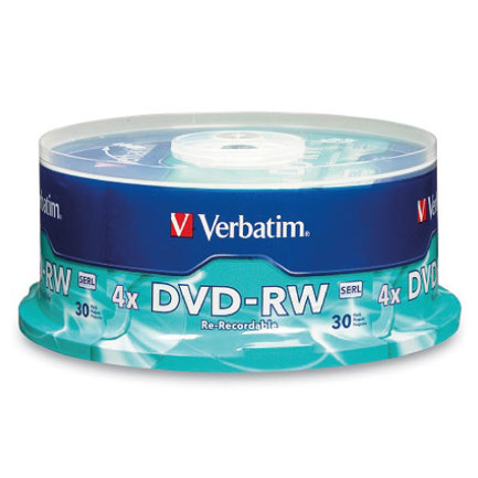 Dvd-rw verbatim 4.7gb 4x 120 minutos w/tray spindle c/30